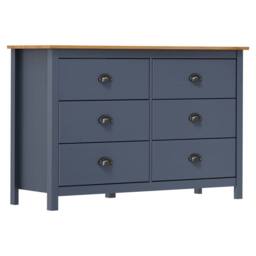 Berkfield Home Sideboard Hill Grey 125x40x80 cm Solid Pine Wood in Dark Navy - Size: 125 x 40 x 80 cm - thumbnail 2