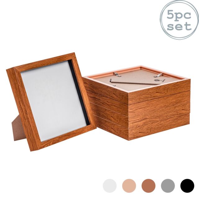 "Nicola Spring 3D Box Photo Frames - 8 x 8"" - Pack of 5 in Dark Brown" - image 1