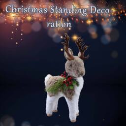 VFM e-Store Christmas Standing Deer Decoration 38cm x 10cm Grey X 1 - Size: 38 cm x 10 cm - thumbnail 3