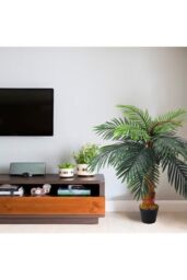 Living and Home 1m Fake Plants Artificial Plants Indoor Décor Areca Palm Tree with Black Plastic Pot in Green - thumbnail 3