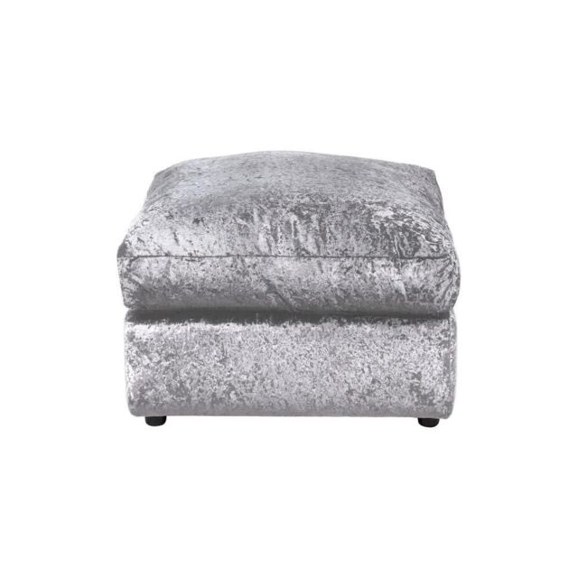 LUXURY LIFE Dylan Crushed Velvet Fabric Footstool in Silver - image 1