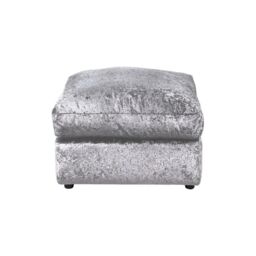 LUXURY LIFE Dylan Crushed Velvet Fabric Footstool in Silver - thumbnail 1