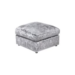 LUXURY LIFE Dylan Crushed Velvet Fabric Footstool in Silver - thumbnail 2