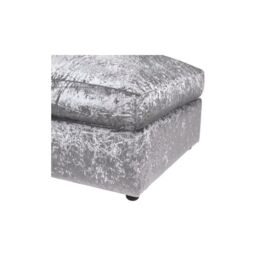 LUXURY LIFE Dylan Crushed Velvet Fabric Footstool in Silver - thumbnail 3