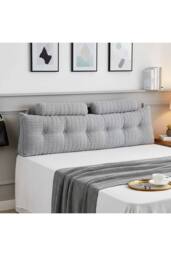 Living and Home Triangle Wedge Headboard Pillow Backrest Support Cushion in Light Grey - thumbnail 1