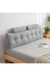 Living and Home Triangle Wedge Headboard Pillow Backrest Support Cushion in Light Grey - thumbnail 3