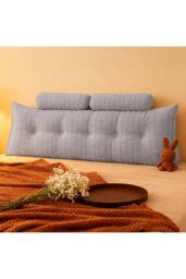 Living and Home Triangle Wedge Headboard Pillow Backrest Support Cushion in Light Grey - thumbnail 4