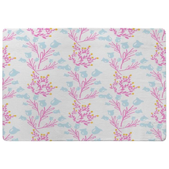 Benjamin Tate Design Pink & Blue Flower Design Rug in Natural - Size: Large - image 1