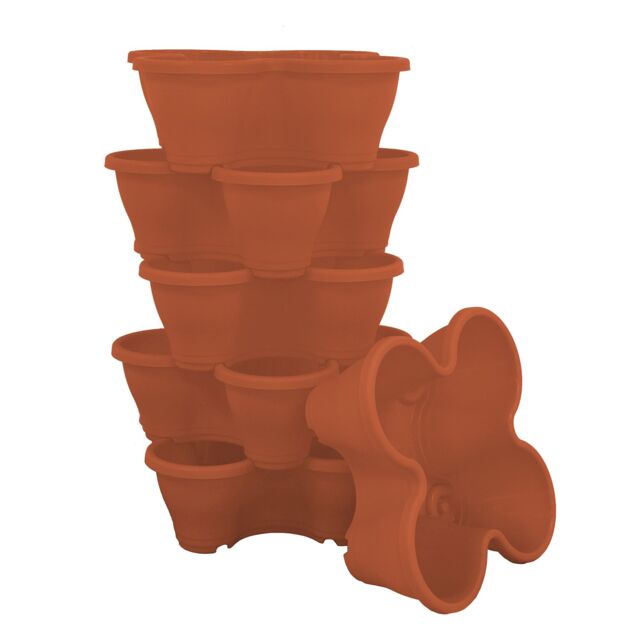 simpa 6PC Quad-Pot Stackable Modular Planters in Terracotta - image 1