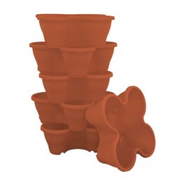 simpa 6PC Quad-Pot Stackable Modular Planters in Terracotta - thumbnail 1