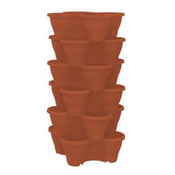 simpa 6PC Quad-Pot Stackable Modular Planters in Terracotta - thumbnail 2