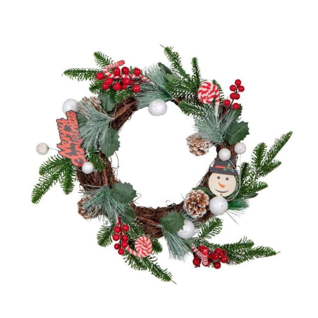 Samuel Alexander 40cm Candy Swirls Wreath with Pinecones Red Berries & Candy Canes - image 1