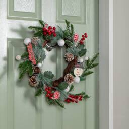 Samuel Alexander 40cm Candy Swirls Wreath with Pinecones Red Berries & Candy Canes - thumbnail 3