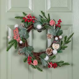 Samuel Alexander 40cm Candy Swirls Wreath with Pinecones Red Berries & Candy Canes - thumbnail 2