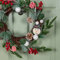 Samuel Alexander 40cm Candy Swirls Wreath with Pinecones Red Berries & Candy Canes - thumbnail 4