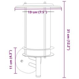 Berkfield Home Outdoor Wall Light Black Stainless Steel - thumbnail 7