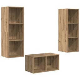 Berkfield Home TV Cabinet Set Artisan oak 37 x 37 x 107 cm Engineered wood - thumbnail 1
