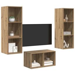Berkfield Home TV Cabinet Set Artisan oak 37 x 37 x 107 cm Engineered wood - thumbnail 3