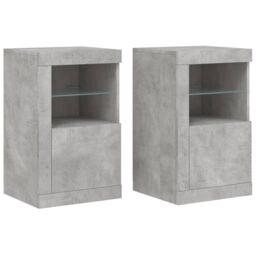 Berkfield Home Side Cabinets with LED Lights 2 pcs Concrete Grey Engineered Wood - thumbnail 2