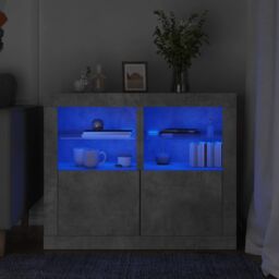 Berkfield Home Side Cabinets with LED Lights 2 pcs Concrete Grey Engineered Wood - thumbnail 1