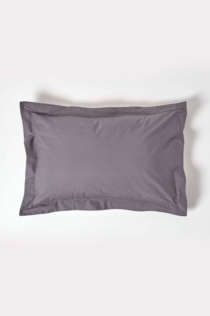 Homescapes Egyptian Cotton Oxford Pillowcase 200 TC, Standard Size in Dark Grey - image 1