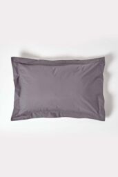 Homescapes Egyptian Cotton Oxford Pillowcase 200 TC, Standard Size in Dark Grey