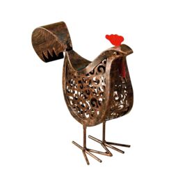 mysmartbuy 2 x Solar Powered Silhouette Hens - Outdoor Ornaments with LED Light in Bronze - thumbnail 5