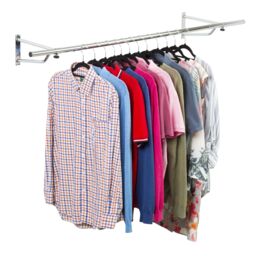 House of Home Clothes Rail Wall Mounted Garment Hanging Wardrobe Rack Storage 6ft Length in Silver