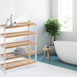 Keplin 5-Tier Bamboo Shoe Rack - Wooden Shoe Organiser with Large Capacity in Natural White - thumbnail 7