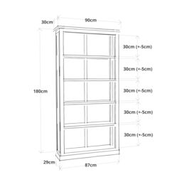 Cabinet Bits Bookcase with plinth 180x90x30cm in Off-White - Size: 180 x 90 x 30 cm - thumbnail 6