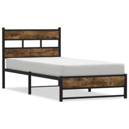 Berkfield Home Metal Bed Frame without Mattress Smoked Oak 90x190 cm Single in Brown - thumbnail 1