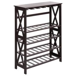 Wyld and Coco Dark Brown Wine Rack with MDF Core and Pine Legs 73 x 29 x 90 cm - thumbnail 2
