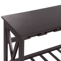 Wyld and Coco Dark Brown Wine Rack with MDF Core and Pine Legs 73 x 29 x 90 cm - thumbnail 6