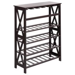 Wyld and Coco Dark Brown Wine Rack with MDF Core and Pine Legs 73 x 29 x 90 cm - thumbnail 5