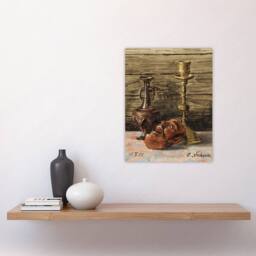 "Artery8 Candlestick Vase & Mask Still Life Wall Art Print Egon Schiele in Brown - Size: W18"" x H24""" - thumbnail 4