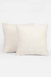 OHS 2 Pack of Boucle Teddy Fleece Cushion Covers in Cream - Size: 45 cm x 45 cm - thumbnail 1