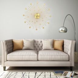 Berkfield Home Wall Clock Metal 70 cm Golden in Gold - thumbnail 1