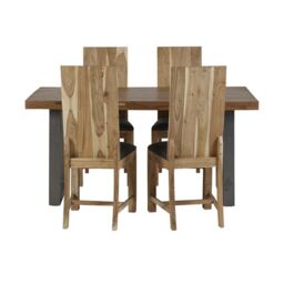 Indian Hub Dining Chair Matching Metropolis Industrial (Set of 2) - Metal/Acacia Solid Wood - L50 x W46 x H105 cm in Brown - thumbnail 2