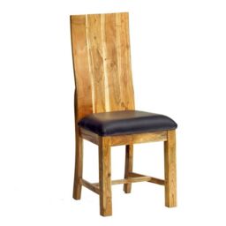 Indian Hub Dining Chair Matching Metropolis Industrial (Set of 2) - Metal/Acacia Solid Wood - L50 x W46 x H105 cm in Brown - thumbnail 1