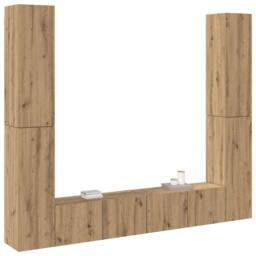 Berkfield Home Wall Mounted TV cabinets 6 pcs Artisan Oak Engineered Wood in Brown - thumbnail 4