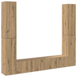 Berkfield Home Wall Mounted TV cabinets 6 pcs Artisan Oak Engineered Wood in Brown - thumbnail 3