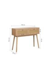 Birlea Croxley Console Table Oak Rattan Hall Dressing Table in Light Oak - thumbnail 9