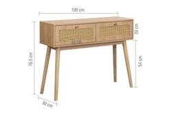 Birlea Croxley Console Table Oak Rattan Hall Dressing Table in Light Oak - thumbnail 7