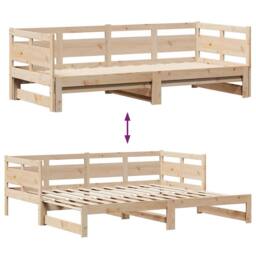 Berkfield Home Daybed with Trundle & Drawers without Mattress 80x200 cm in Natural - thumbnail 8