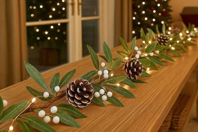 Marco Paul 150cm Pre-Lit Christmas Mistletoe Garland in Green - Size: 150 cm - image 1