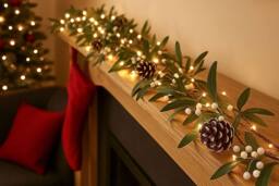 Marco Paul 150cm Pre-Lit Christmas Mistletoe Garland in Green - Size: 150 cm - thumbnail 3