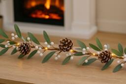 Marco Paul 150cm Pre-Lit Christmas Mistletoe Garland in Green - Size: 150 cm - thumbnail 9