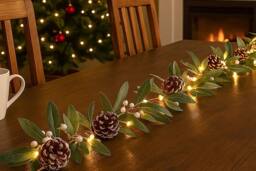 Marco Paul 150cm Pre-Lit Christmas Mistletoe Garland in Green - Size: 150 cm - thumbnail 2