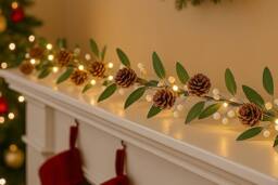 Marco Paul 150cm Pre-Lit Christmas Mistletoe Garland in Green - Size: 150 cm - thumbnail 4