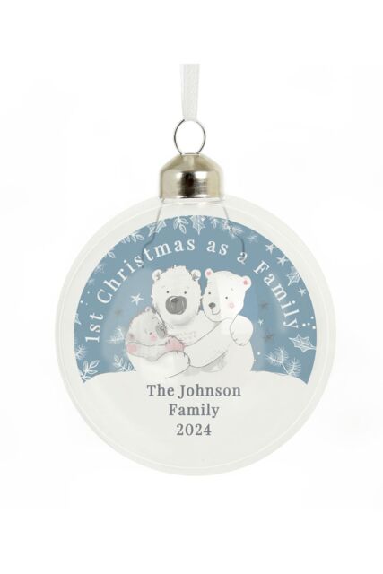 Personalised Memento Company Personalised First Christmas as a Family Glass Bauble in Clear - image 1